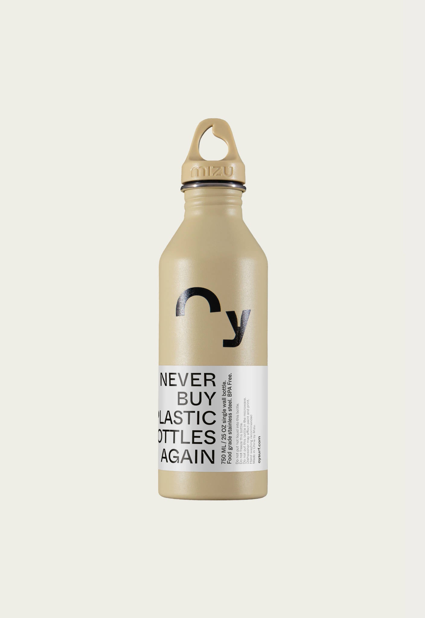 Oy × Mizu, 750ml Edelstahl Trinkflasche in Beige – Oy surf