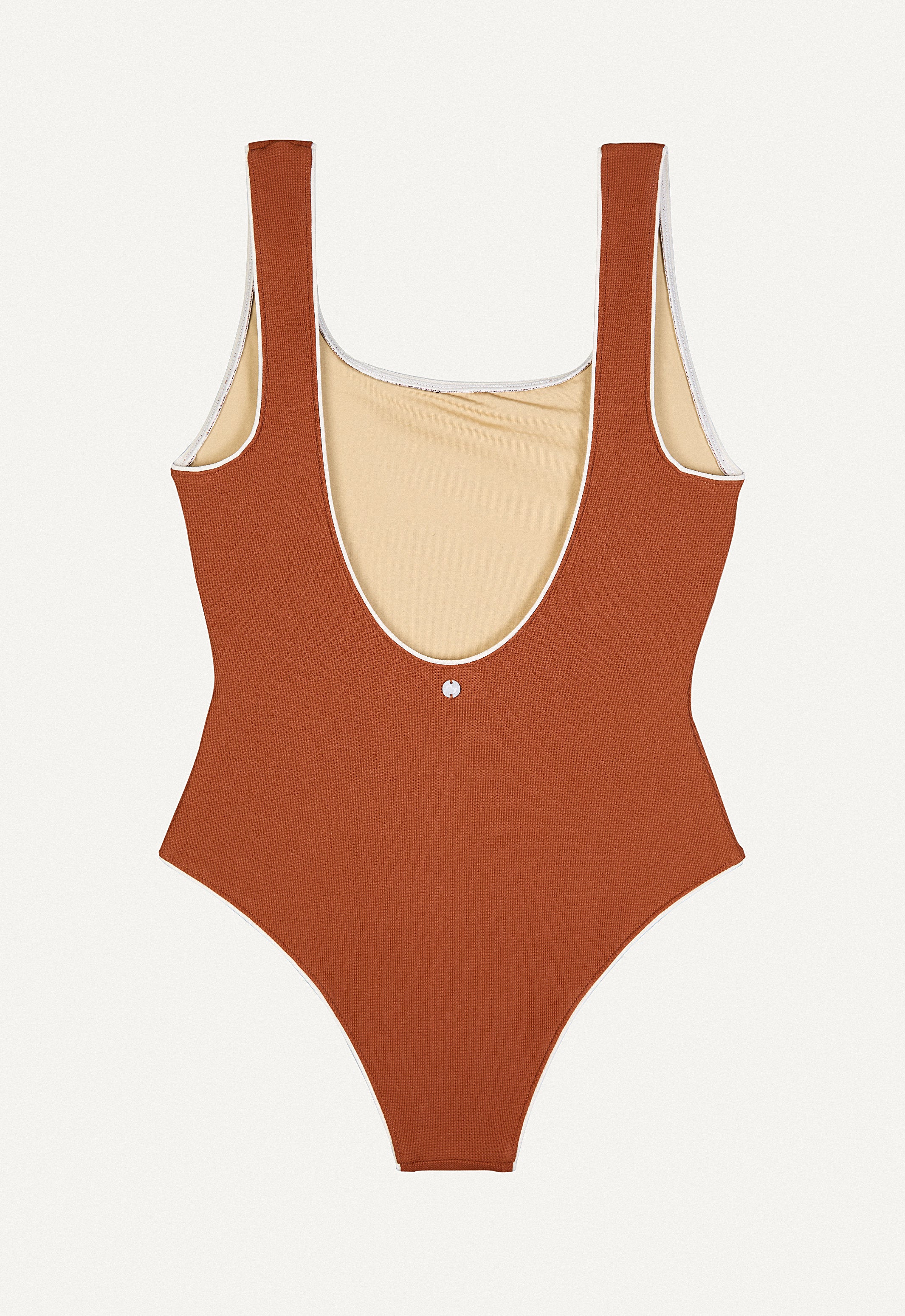Badeanzug „Zephyr“ in Kastanienbraun Piqué