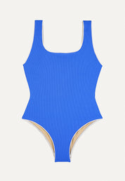 Badeanzug „Zephyr“ in Tiefseeblau Piqué