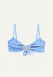 Bikini Top "Joran" in blue pool print terry