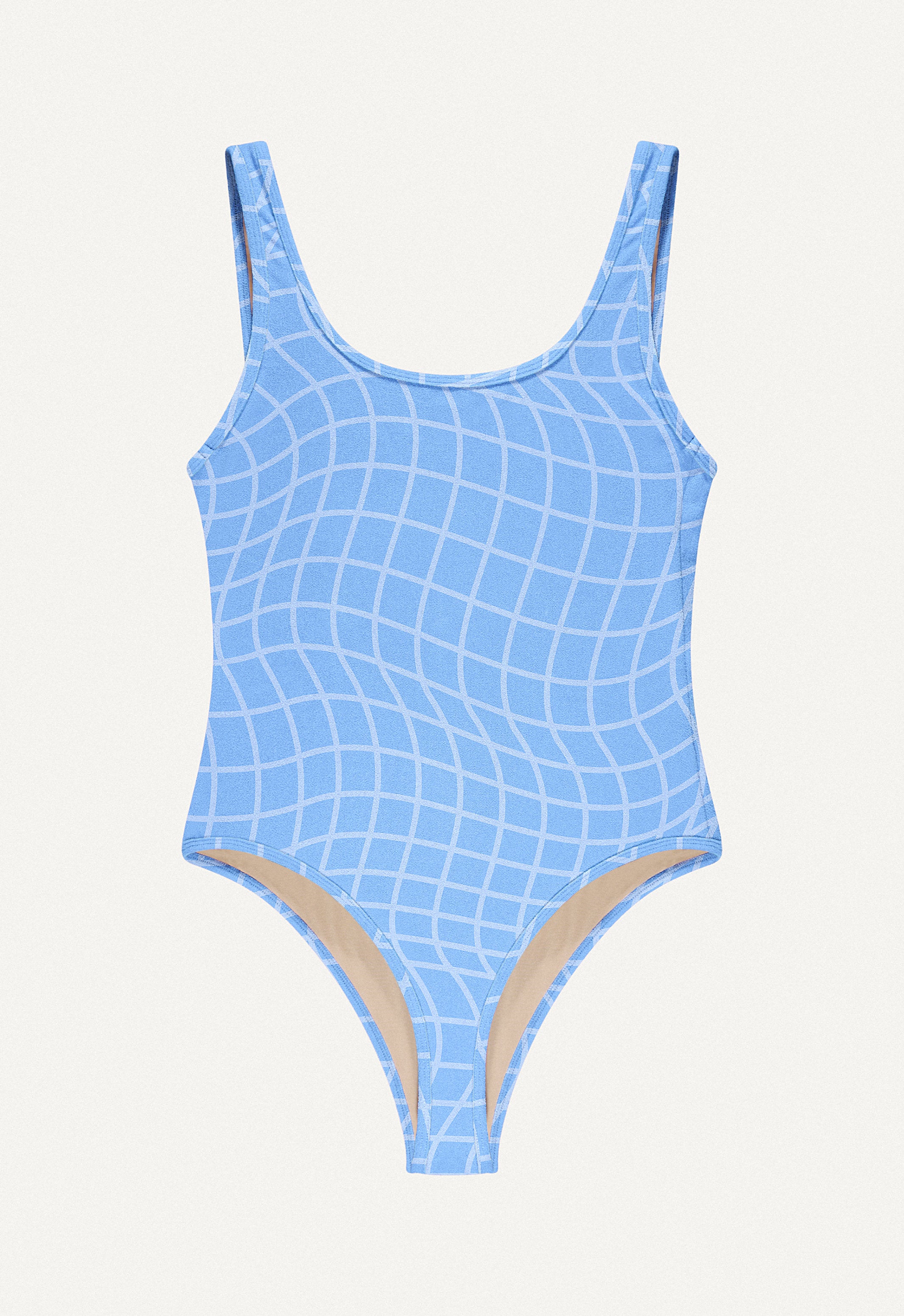 Badeanzug „Zephyr“ in Blue Pool Print Frottee