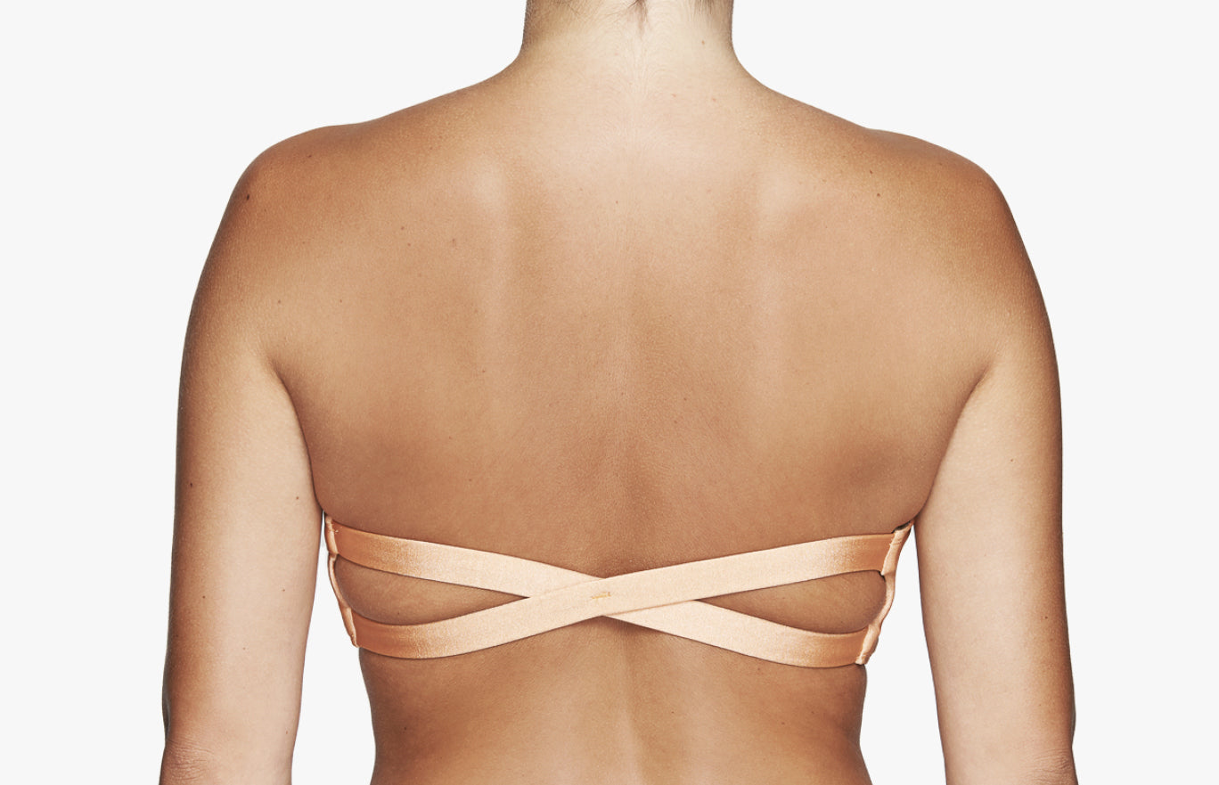 Bikini Oberteil „Farah“ in peach orange & khaki grün