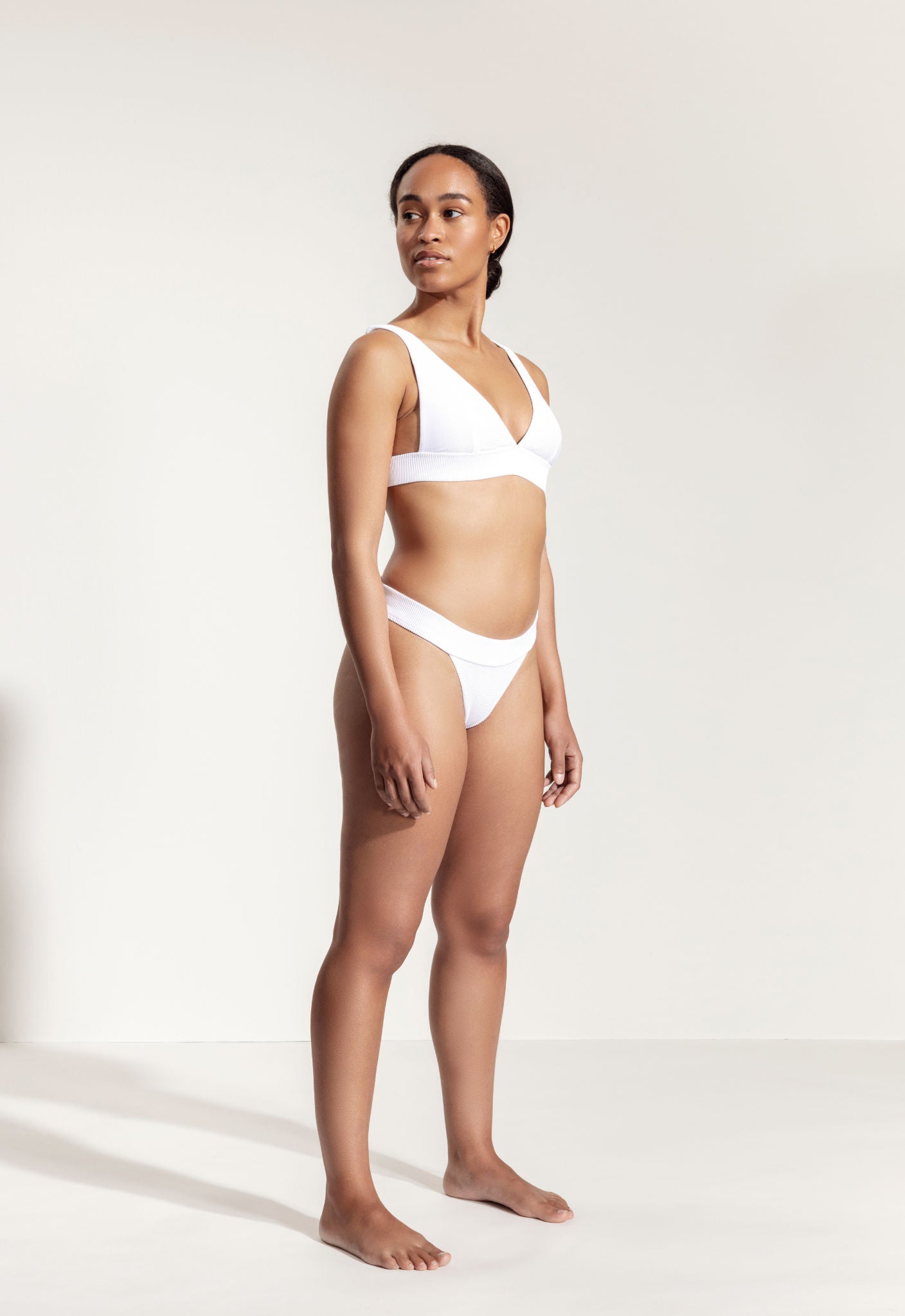 Bikini Hose „Oroshi“ in Weiss gerippt